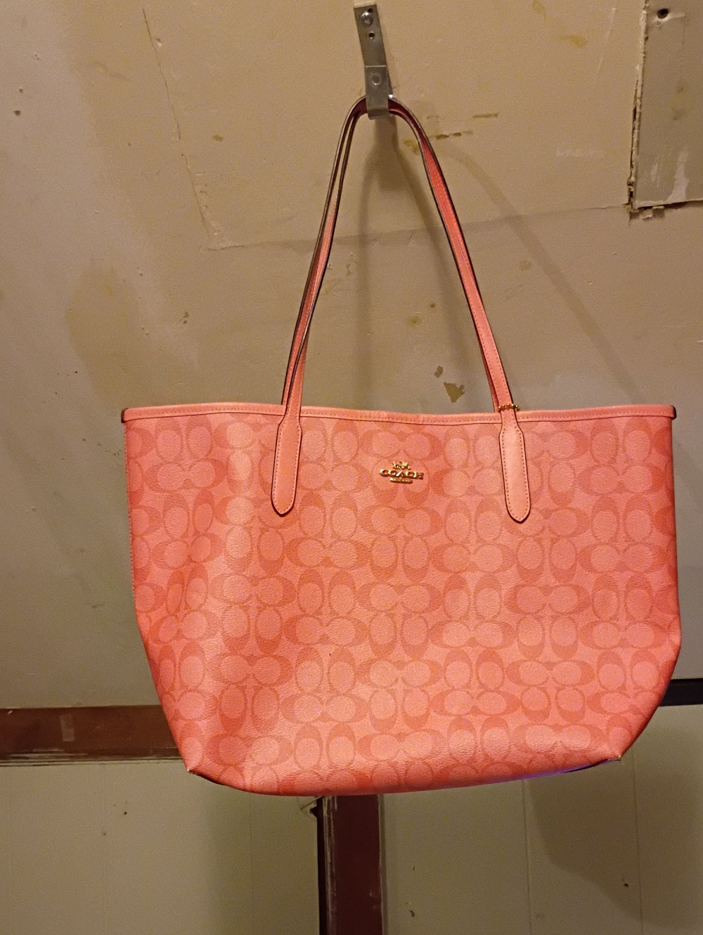 Coach Coral Pink Signature Tote